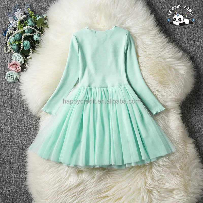 LEZONKIDS - 2023 high quality long sleeve custom sequin tulle dresses for girls 5 to 10 years